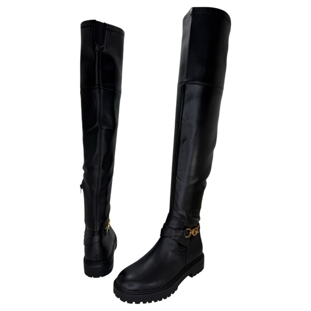 Guess Jellio Black Faux Leather OTK Womens Boots Size 9M - Picture 8 of 12